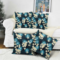 Dark Cyan Tropical Hawaii Pillow Cover Seamless Monstera Plumeria Hawaiian Pattern LT14 - Polynesian Pride