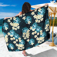 Dark Cyan Tropical Hawaii Sarong Seamless Monstera Plumeria Hawaiian Pattern LT14 One Size 44 x 66 inches Dark Cyan - Polynesian Pride