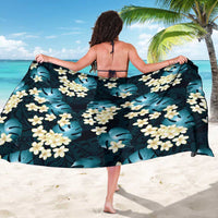 Dark Cyan Tropical Hawaii Sarong Seamless Monstera Plumeria Hawaiian Pattern LT14 - Polynesian Pride