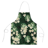 Green Tropical Hawaii Apron Seamless Monstera Plumeria Hawaiian Pattern LT14 Green - Polynesian Pride