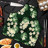 Green Tropical Hawaii Apron Seamless Monstera Plumeria Hawaiian Pattern LT14 Green - Polynesian Pride