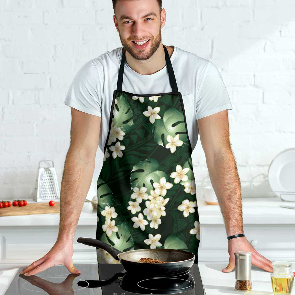Green Tropical Hawaii Apron Seamless Monstera Plumeria Hawaiian Pattern LT14 - Polynesian Pride