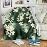 Green Tropical Hawaii Blanket Seamless Monstera Plumeria Hawaiian Pattern LT14 Green - Polynesian Pride