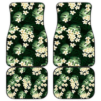 Green Tropical Hawaii Car Mats Seamless Monstera Plumeria Hawaiian Pattern LT14 - Polynesian Pride