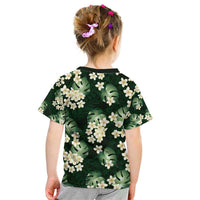 Green Tropical Hawaii Kid T Shirt Seamless Monstera Plumeria Hawaiian Pattern LT14 - Polynesian Pride