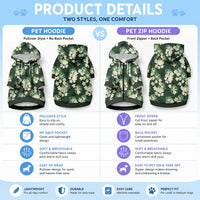 Green Tropical Hawaii Pet Hoodie Seamless Monstera Plumeria Hawaiian Pattern LT14 - Polynesian Pride