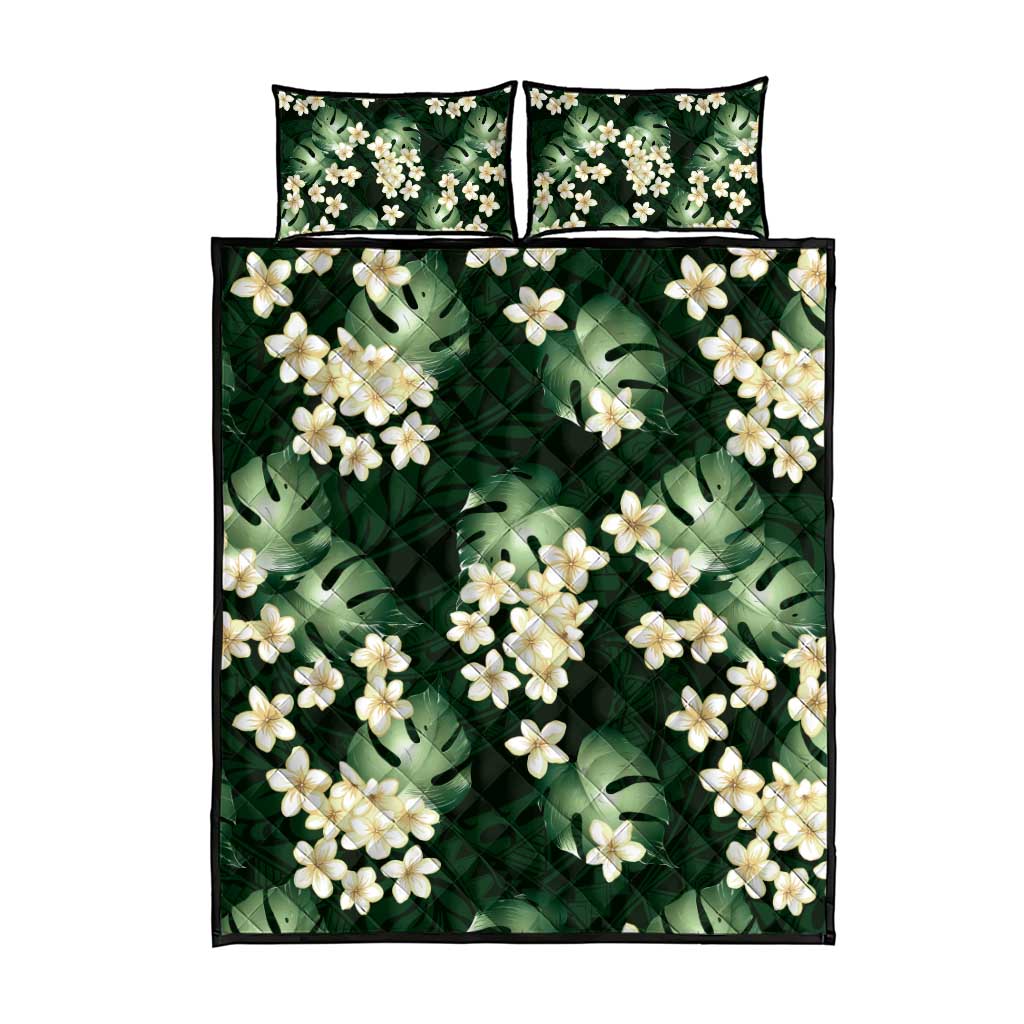 Green Tropical Hawaii Quilt Bed Set Seamless Monstera Plumeria Hawaiian Pattern LT14 - Polynesian Pride