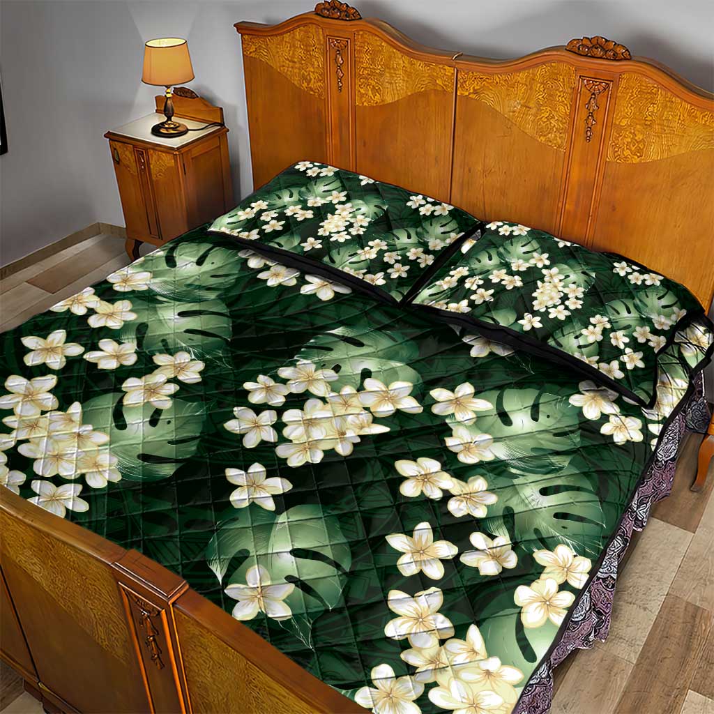 Green Tropical Hawaii Quilt Bed Set Seamless Monstera Plumeria Hawaiian Pattern LT14 - Polynesian Pride