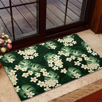 Green Tropical Hawaii Rubber Doormat Seamless Monstera Plumeria Hawaiian Pattern LT14 - Polynesian Pride