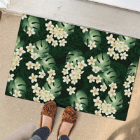 Green Tropical Hawaii Rubber Doormat Seamless Monstera Plumeria Hawaiian Pattern LT14 - Polynesian Pride