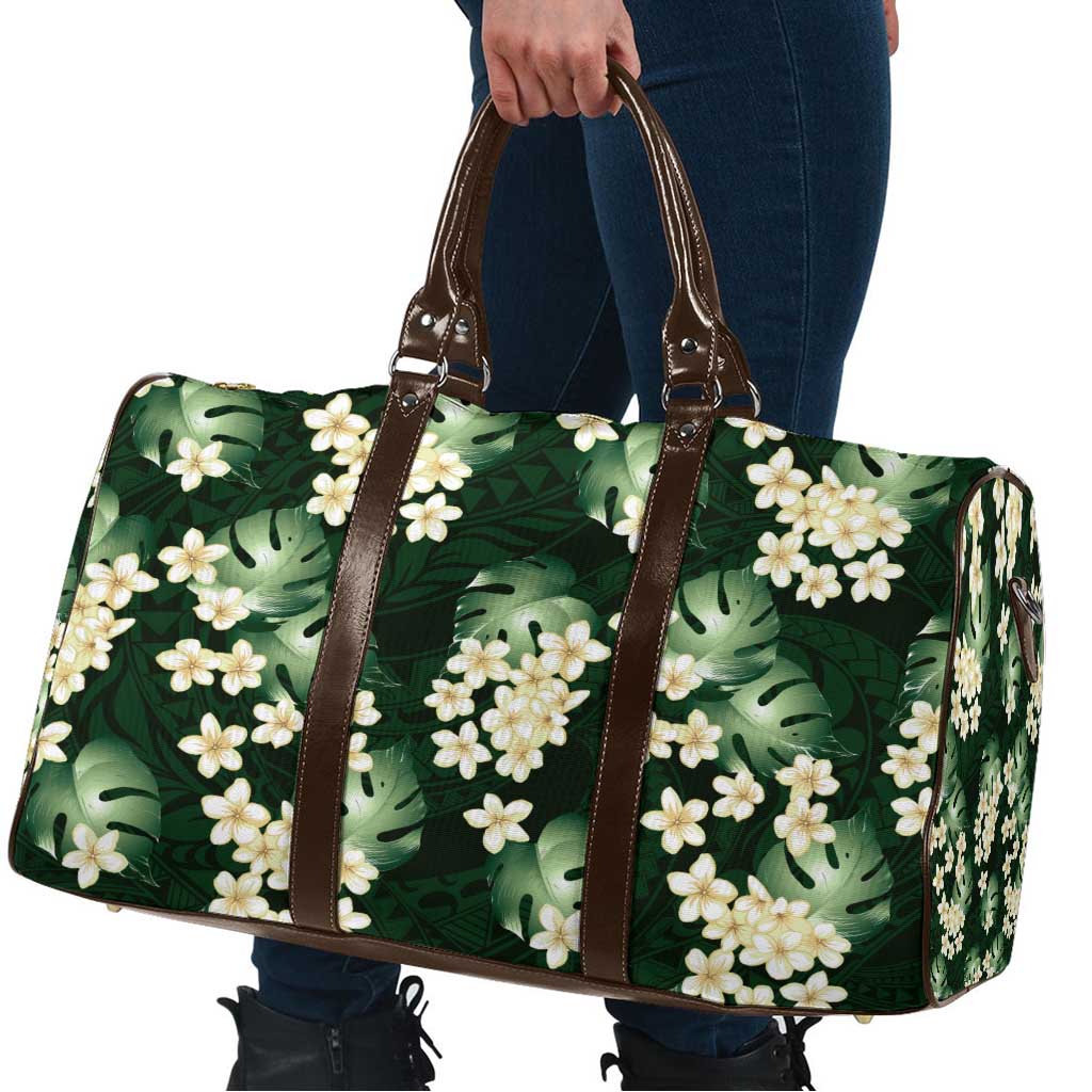 Green Tropical Hawaii Travel Bag Seamless Monstera Plumeria Hawaiian Pattern LT14 - Polynesian Pride