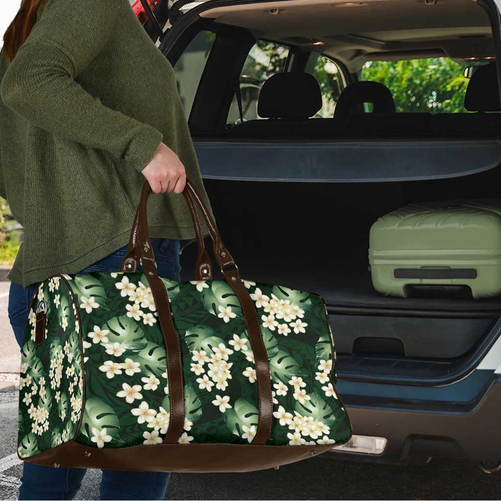 Green Tropical Hawaii Travel Bag Seamless Monstera Plumeria Hawaiian Pattern LT14 - Polynesian Pride