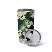 Green Tropical Hawaii Tumbler Cup Seamless Monstera Plumeria Hawaiian Pattern LT14 - Polynesian Pride