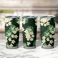 Green Tropical Hawaii Tumbler Cup Seamless Monstera Plumeria Hawaiian Pattern LT14 - Polynesian Pride
