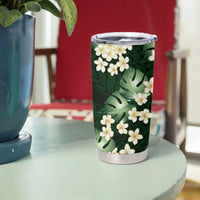 Green Tropical Hawaii Tumbler Cup Seamless Monstera Plumeria Hawaiian Pattern LT14 - Polynesian Pride