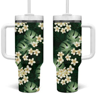 Green Tropical Hawaii Tumbler With Handle Seamless Monstera Plumeria Hawaiian Pattern LT14 One Size: 40 oz Green - Polynesian Pride