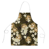 Gold Tropical Hawaii Apron Seamless Monstera Plumeria Hawaiian Pattern LT14 Gold - Polynesian Pride