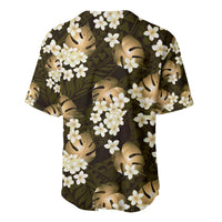 Gold Tropical Hawaii Baseball Jersey Seamless Monstera Plumeria Hawaiian Pattern LT14 - Polynesian Pride