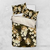 Gold Tropical Hawaii Bedding Set Seamless Monstera Plumeria Hawaiian Pattern LT14 US Twin 172cm x 218cm Gold - Polynesian Pride