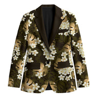 Gold Tropical Hawaii Blazer Seamless Monstera Plumeria Hawaiian Pattern LT14 Unisex Gold - Polynesian Pride