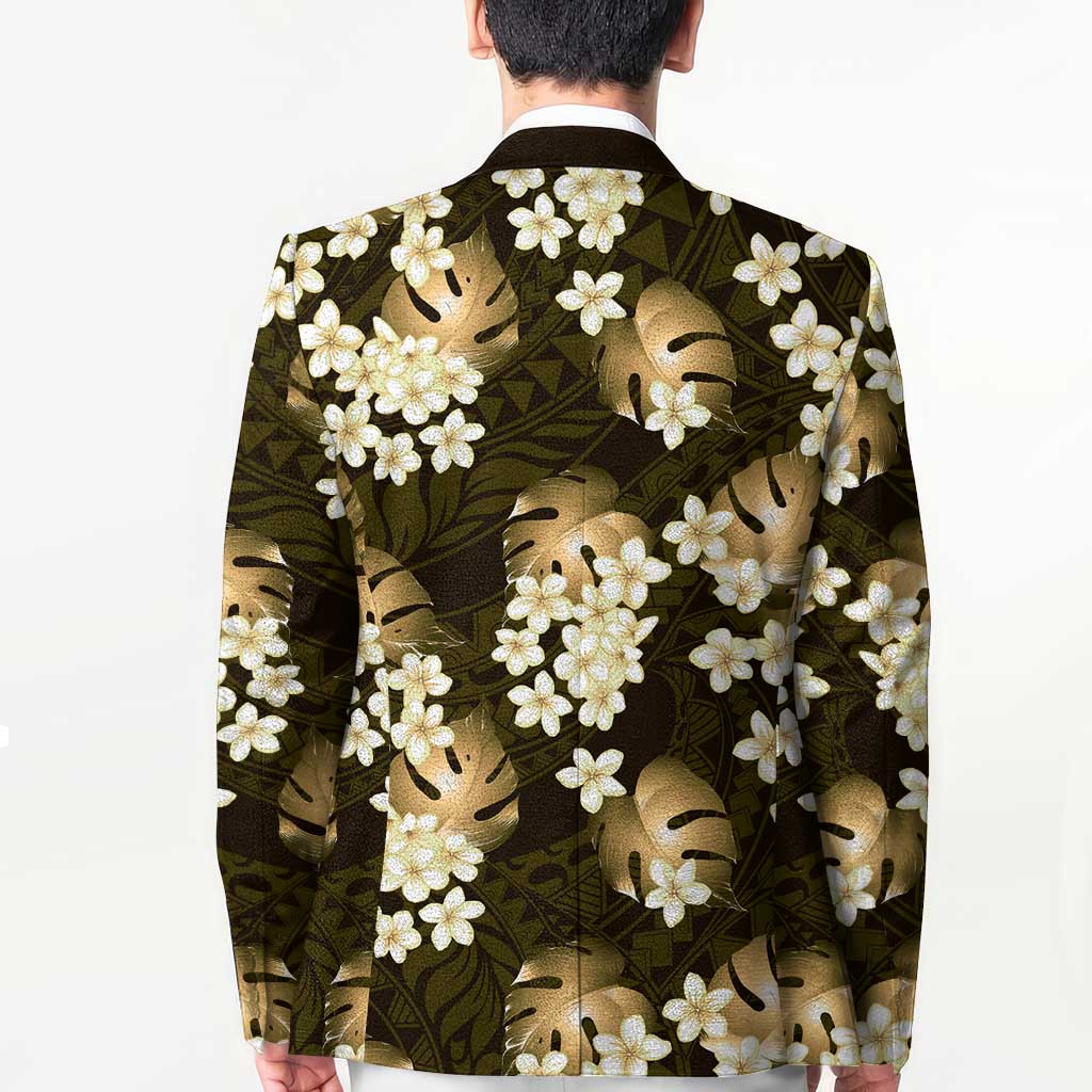 Gold Tropical Hawaii Blazer Seamless Monstera Plumeria Hawaiian Pattern LT14 - Polynesian Pride