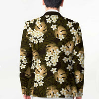 Gold Tropical Hawaii Blazer Seamless Monstera Plumeria Hawaiian Pattern LT14 - Polynesian Pride