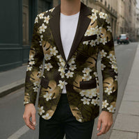 Gold Tropical Hawaii Blazer Seamless Monstera Plumeria Hawaiian Pattern LT14 - Polynesian Pride