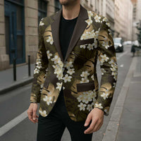 Gold Tropical Hawaii Blazer Seamless Monstera Plumeria Hawaiian Pattern LT14 - Polynesian Pride