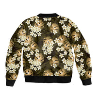 Gold Tropical Hawaii Bomber Jacket Seamless Monstera Plumeria Hawaiian Pattern LT14 - Polynesian Pride