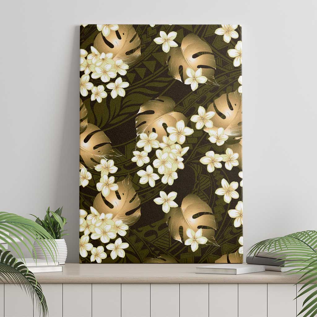 Gold Tropical Hawaii Canvas Wall Art Seamless Monstera Plumeria Hawaiian Pattern LT14 - Polynesian Pride