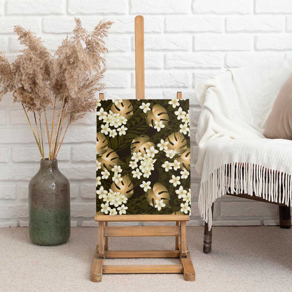Gold Tropical Hawaii Canvas Wall Art Seamless Monstera Plumeria Hawaiian Pattern LT14 - Polynesian Pride