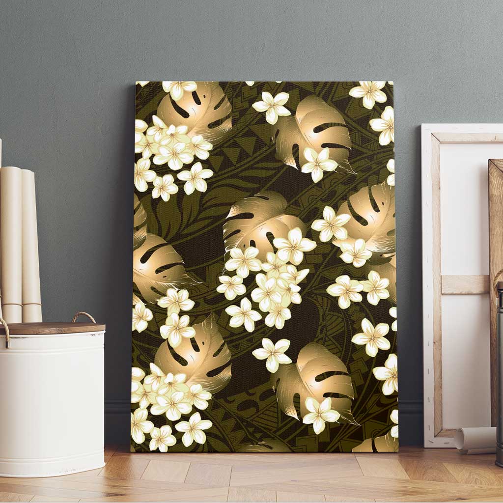 Gold Tropical Hawaii Canvas Wall Art Seamless Monstera Plumeria Hawaiian Pattern LT14 - Polynesian Pride
