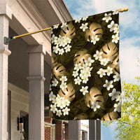 Gold Tropical Hawaii Garden Flag Seamless Monstera Plumeria Hawaiian Pattern LT14 House Flag Gold - Polynesian Pride