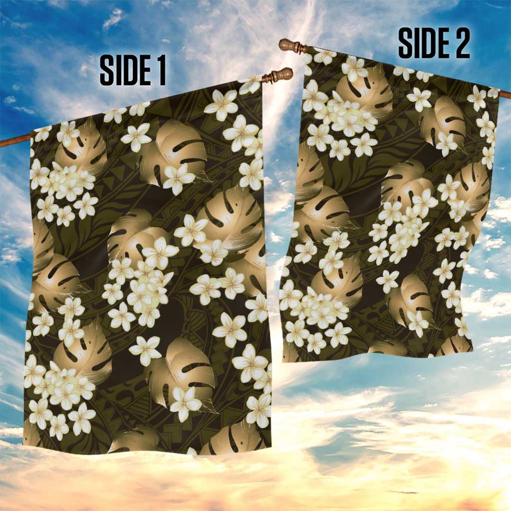 Gold Tropical Hawaii Garden Flag Seamless Monstera Plumeria Hawaiian Pattern LT14 - Polynesian Pride
