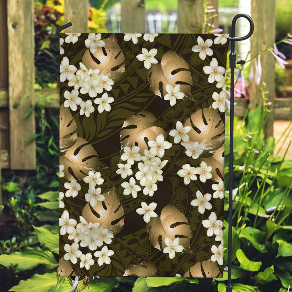 Gold Tropical Hawaii Garden Flag Seamless Monstera Plumeria Hawaiian Pattern LT14 Garden Flag Gold - Polynesian Pride