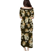 Gold Tropical Hawaii Puletasi Seamless Monstera Plumeria Hawaiian Pattern LT14 - Polynesian Pride