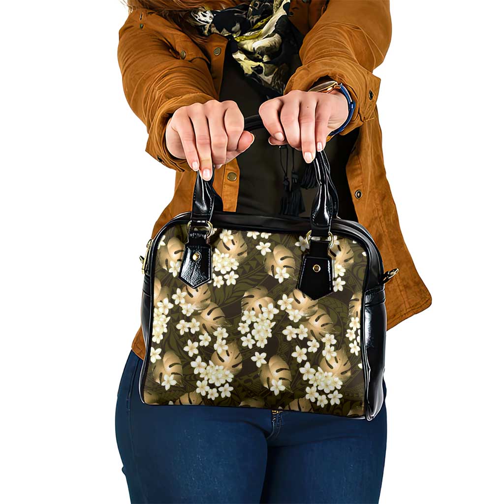 Gold Tropical Hawaii Shoulder Handbag Seamless Monstera Plumeria Hawaiian Pattern LT14 One Size Gold - Polynesian Pride