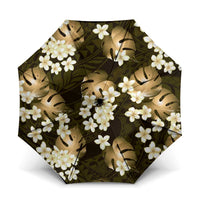 Gold Tropical Hawaii Umbrella Seamless Monstera Plumeria Hawaiian Pattern LT14 One Size Folded 11.42 inch Opened Diameter 37.4 inch Gold - Polynesian Pride
