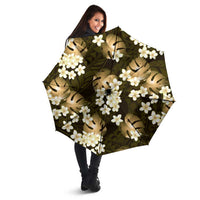 Gold Tropical Hawaii Umbrella Seamless Monstera Plumeria Hawaiian Pattern LT14 - Polynesian Pride
