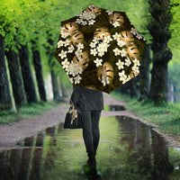 Gold Tropical Hawaii Umbrella Seamless Monstera Plumeria Hawaiian Pattern LT14 - Polynesian Pride