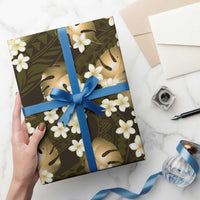 Gold Tropical Hawaii Wrapping Paper Seamless Monstera Plumeria Hawaiian Pattern LT14 - Polynesian Pride