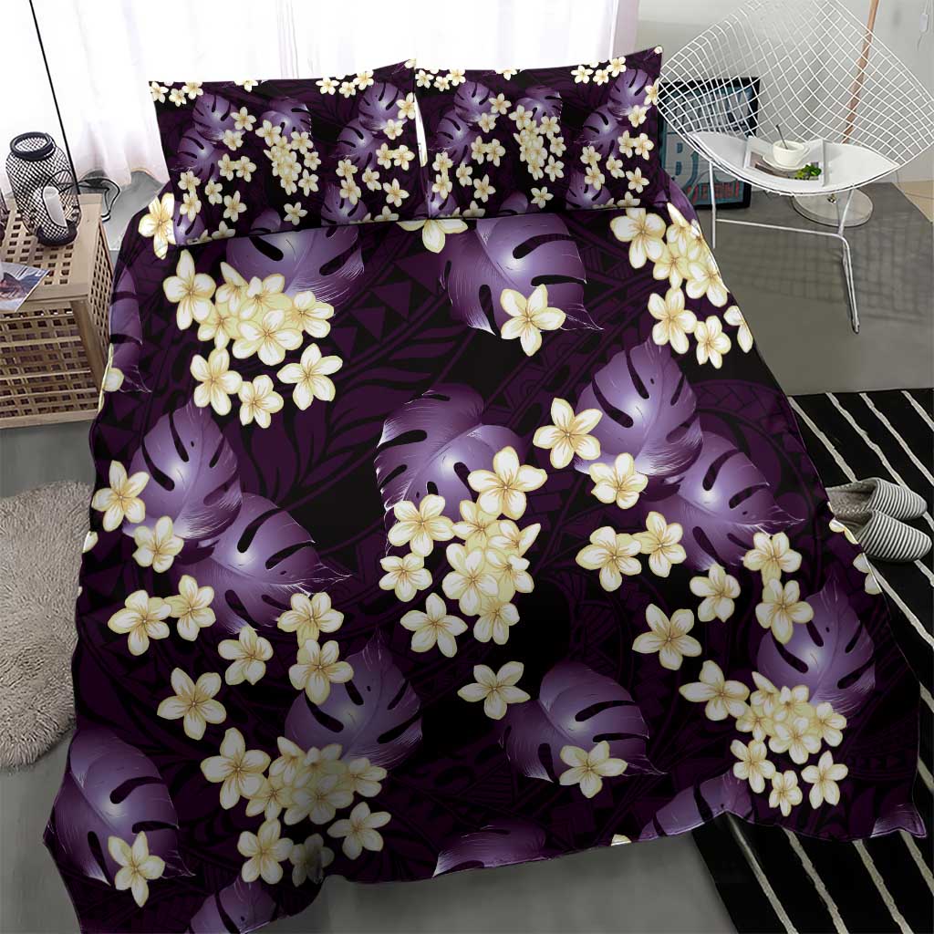 Purple Tropical Hawaii Bedding Set Seamless Monstera Plumeria Hawaiian Pattern LT14 - Polynesian Pride