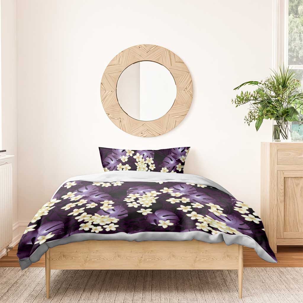Purple Tropical Hawaii Bedding Set Seamless Monstera Plumeria Hawaiian Pattern LT14 - Polynesian Pride