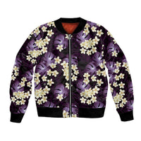 Purple Tropical Hawaii Bomber Jacket Seamless Monstera Plumeria Hawaiian Pattern LT14 Unisex Purple - Polynesian Pride