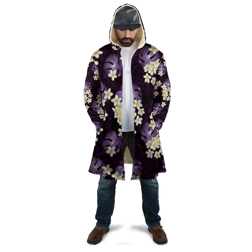 Purple Tropical Hawaii Cloak Seamless Monstera Plumeria Hawaiian Pattern LT14 - Polynesian Pride