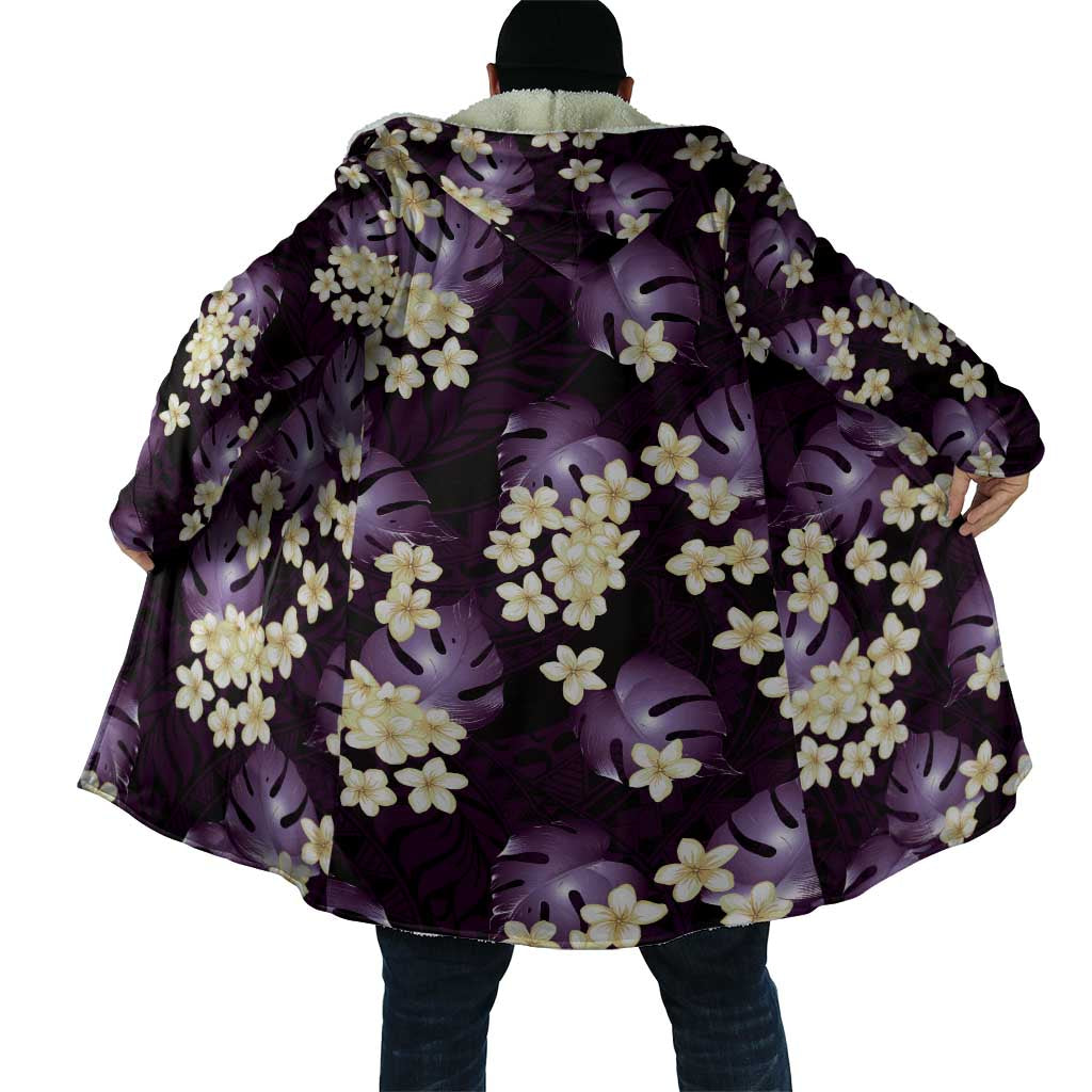 Purple Tropical Hawaii Cloak Seamless Monstera Plumeria Hawaiian Pattern LT14 - Polynesian Pride
