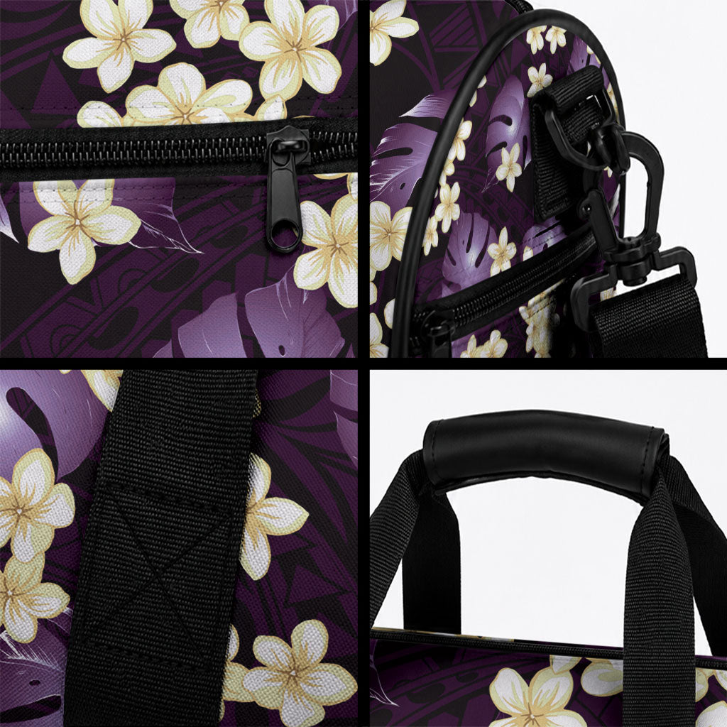 Purple Tropical Hawaii Duffle Bag Seamless Monstera Plumeria Hawaiian Pattern