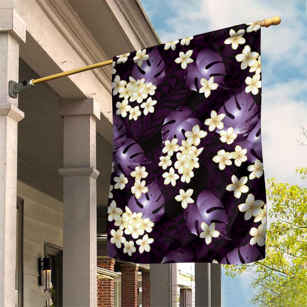 Purple Tropical Hawaii Garden Flag Seamless Monstera Plumeria Hawaiian Pattern LT14 House Flag Purple - Polynesian Pride