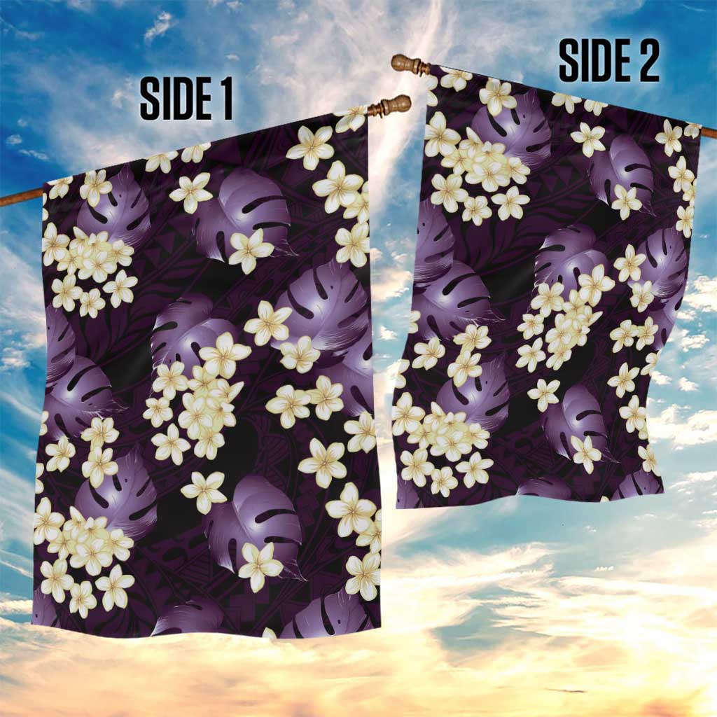 Purple Tropical Hawaii Garden Flag Seamless Monstera Plumeria Hawaiian Pattern LT14 - Polynesian Pride