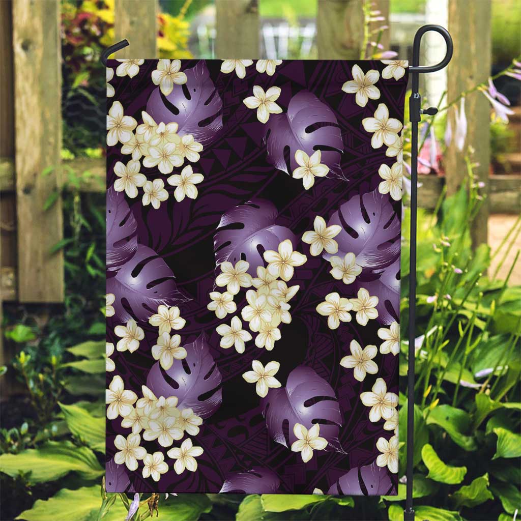 Purple Tropical Hawaii Garden Flag Seamless Monstera Plumeria Hawaiian Pattern LT14 Garden Flag Purple - Polynesian Pride